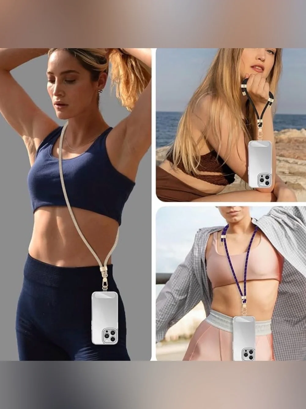 Phone Lanyard Bundle: Crossbody & Gold Chain Wrist Strap